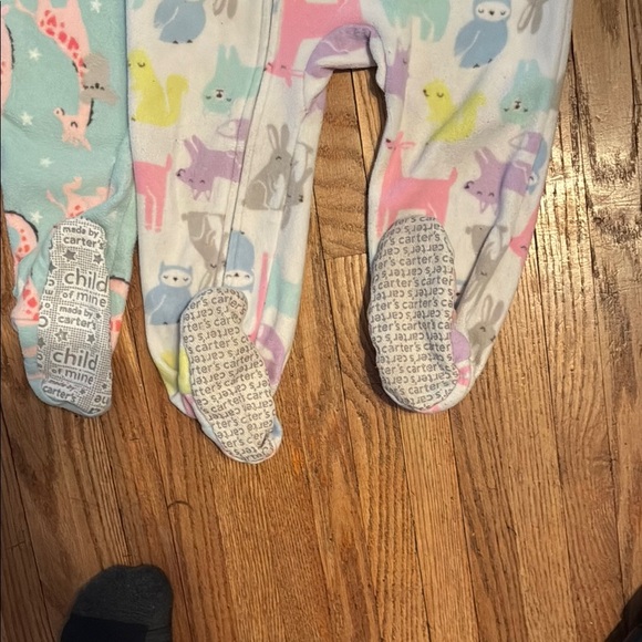 Carter's Cozy Blue and Pink and Purple Footies Pajamas - Picture 9 of 9